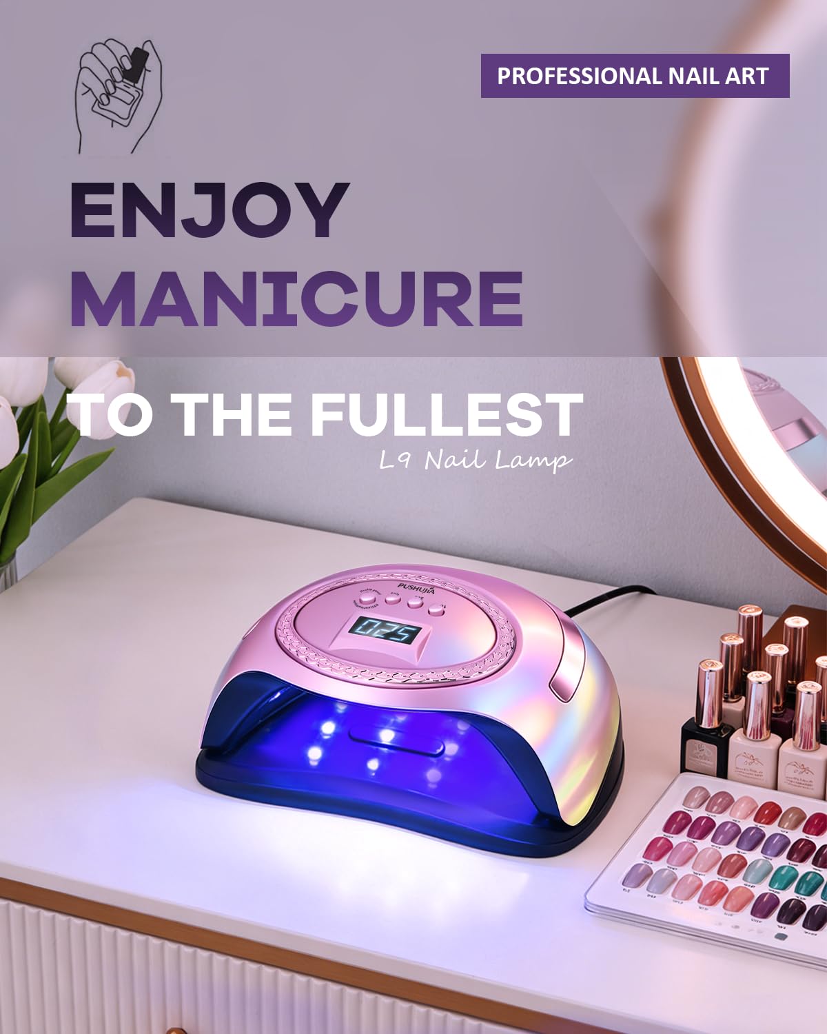 Professional 288W UV LED Nail Lamp for Gel Nails with Auto Sensor
