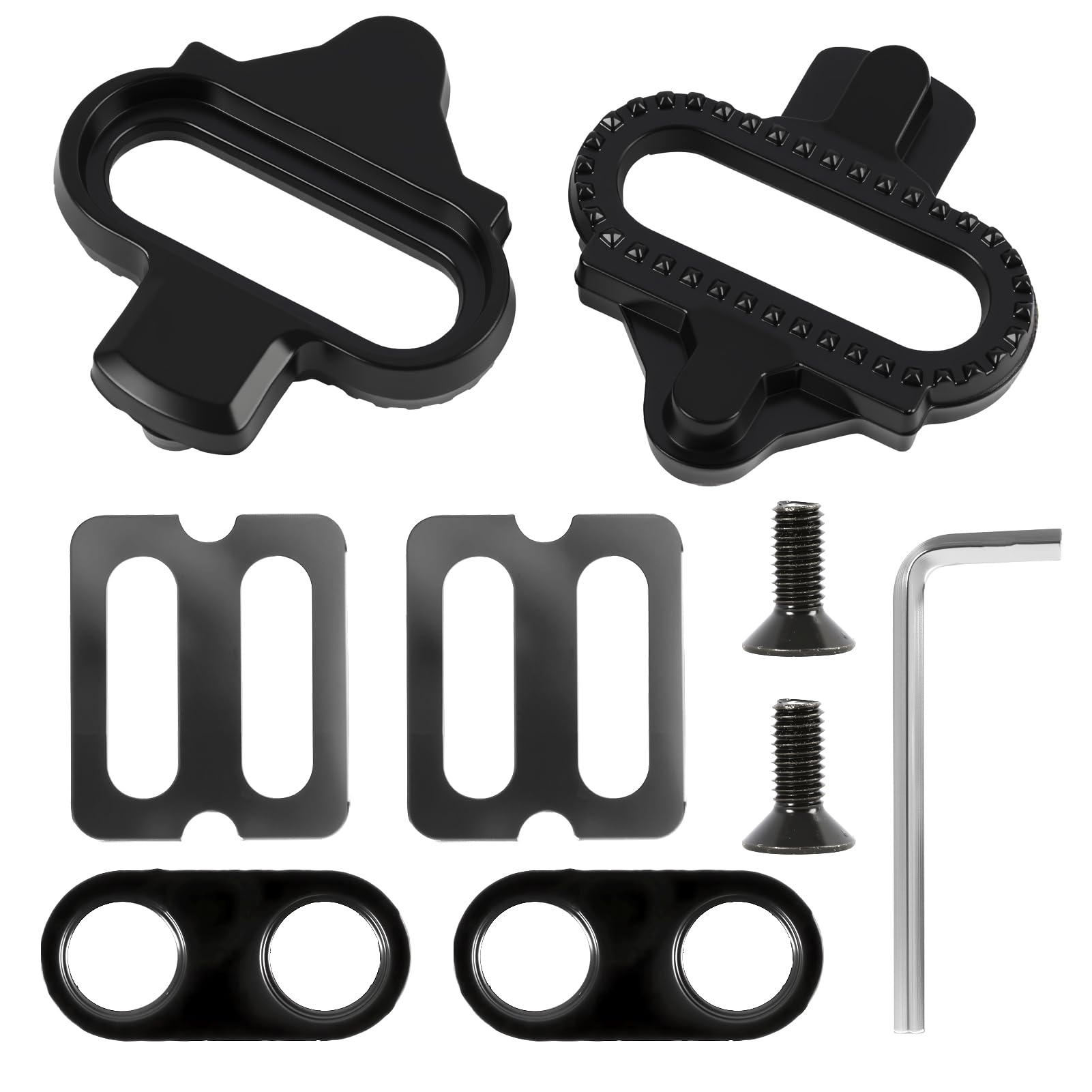 Zapatas para bicicleta compatibles con Shimano SPD SH51, tacos SPD con placas antideslizantes, adecuadas para zapatos de ciclismo de montaña, con llave de apriete, fijación de 2 agujeros