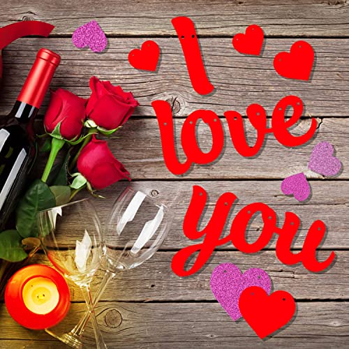 Image of FestikoValentines Day Banner,Valentines Day Decorations,I Love You Everyday Banner,Heart Garland Banner,Engagement,Wedding Anniversary Banner Decorations (Red)