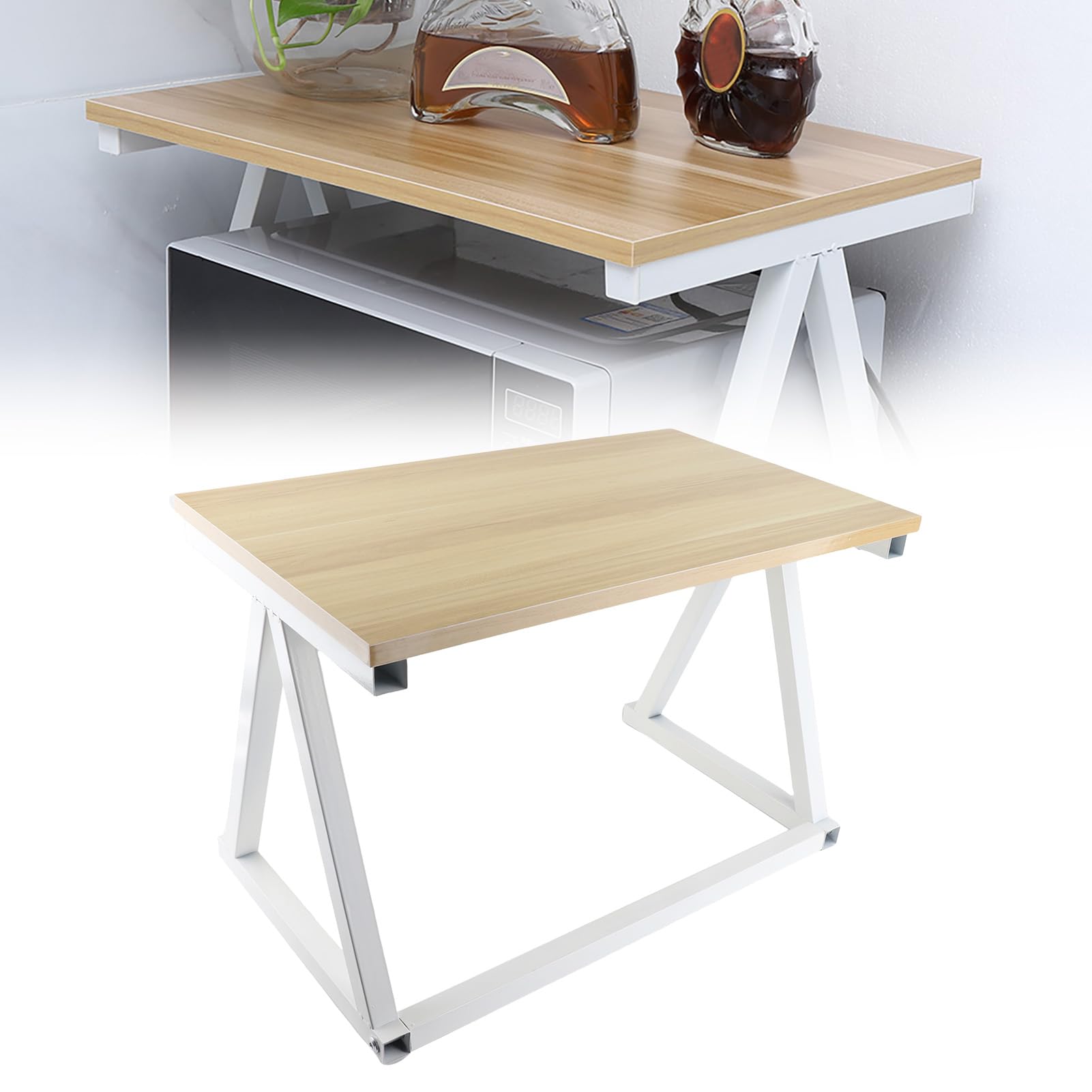 Yosoo Health Gear 2-Stufiger Mikrowellenständer, Kohlenstoffstahl, Küchenschrank Organizer, 57x38x38cm, Weiß