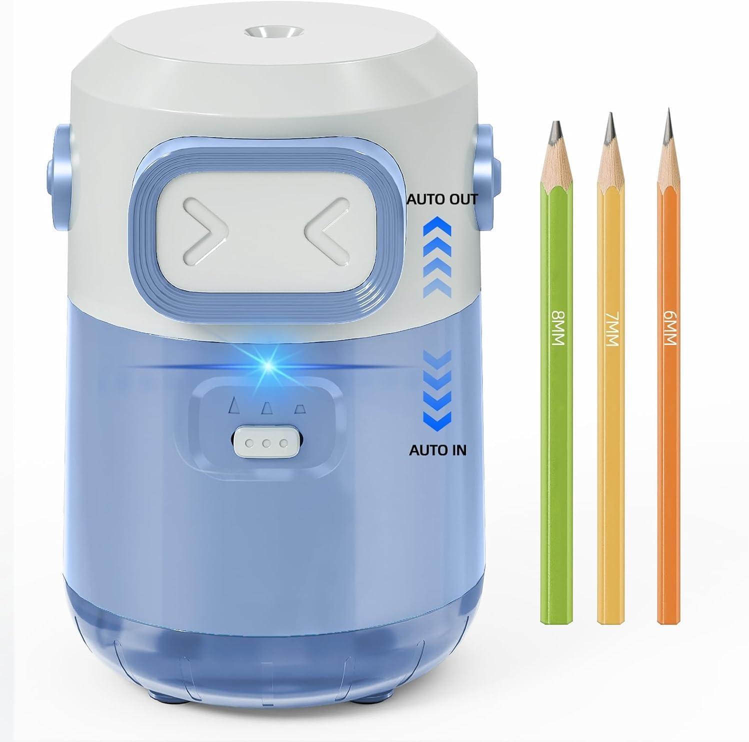 Electric Pencil Sharpener, Automatic Pencil Sharpener for Classroom Kids, Rechargeable Hands-Free Colored Pencils Sharpener for 6-8mm,Auto in&Out, School Supplies for Students, Teachers,Office