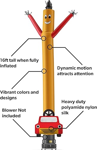 Miniatura 2 de LookOurWay Air Dancers - Accesorio inflable para hombre, 16 pies (sin soplador), amarillo, rojo