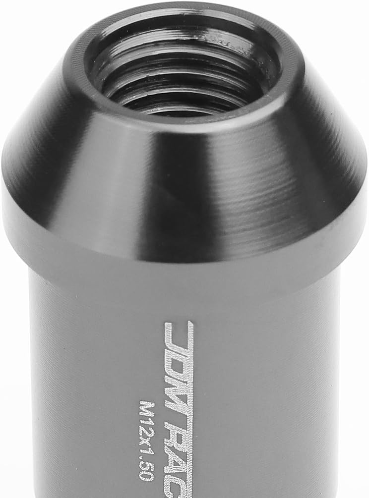 DNA MOTORING LN-ZTL-9024-15-GM Gun Metal Open End Style M12 x 1.5 Wheel Lug Nuts w/Lock Key, 25mm OD/ 50mm Height, 20 Pack