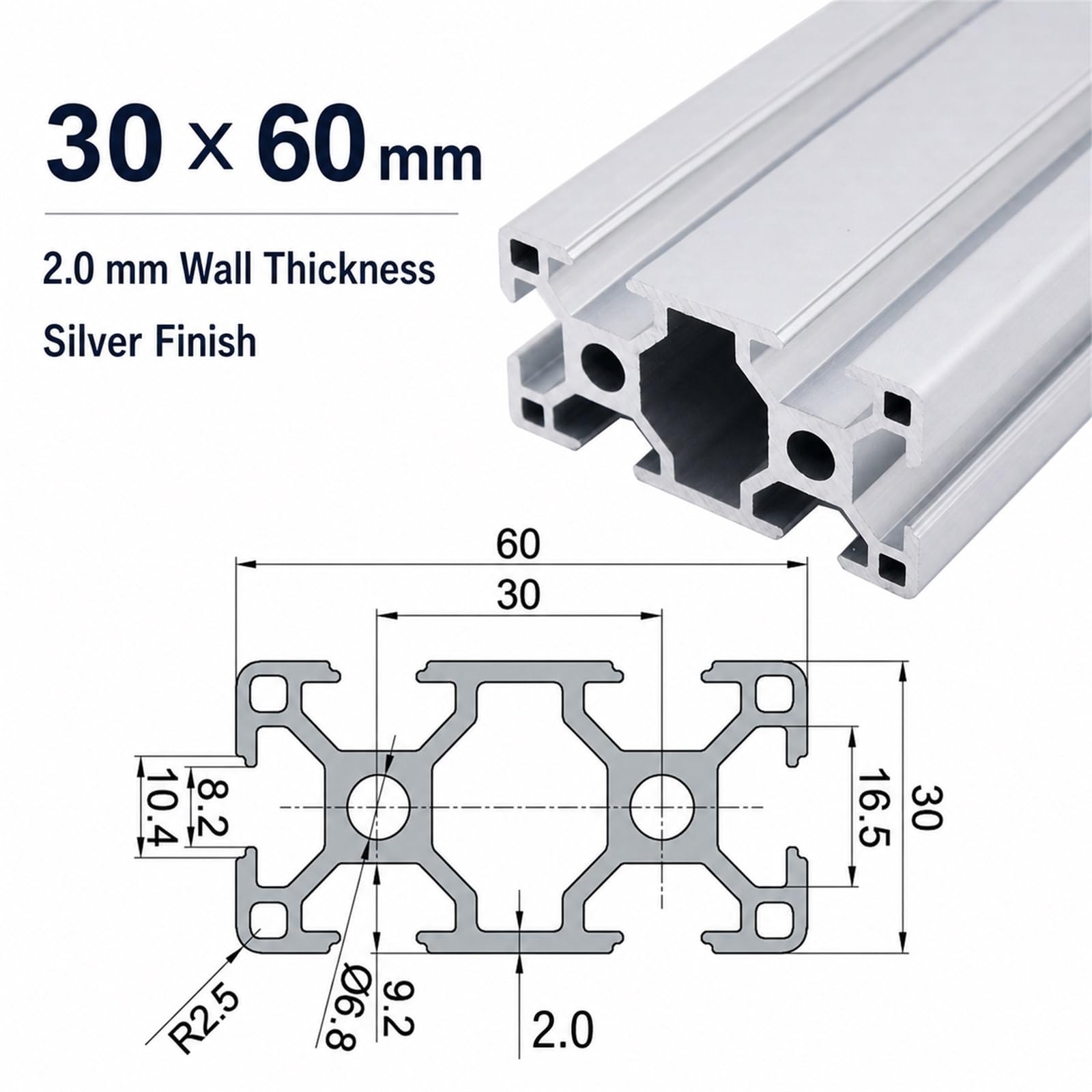 Perfil De Montaje Aluminio Ranura,Perfil Aluminio Anodizado,Perfiles De ExtrusióN De Aluminio,Resistencia A La OxidacióN,Adecuado para Impresoras 3D,Soportes Y Muebles