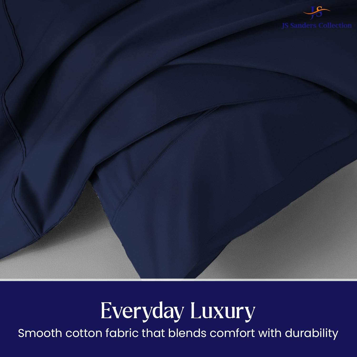 1000 TC Navy Blue Standard Pillowcases Set of 2 100% Egyptian Cotton Queen Pillow Cases with Long Staple Cotton Sateen Weave Silky Soft Hotel Like Bed Pillow Covers for Comfy Sleeping Snug Fit