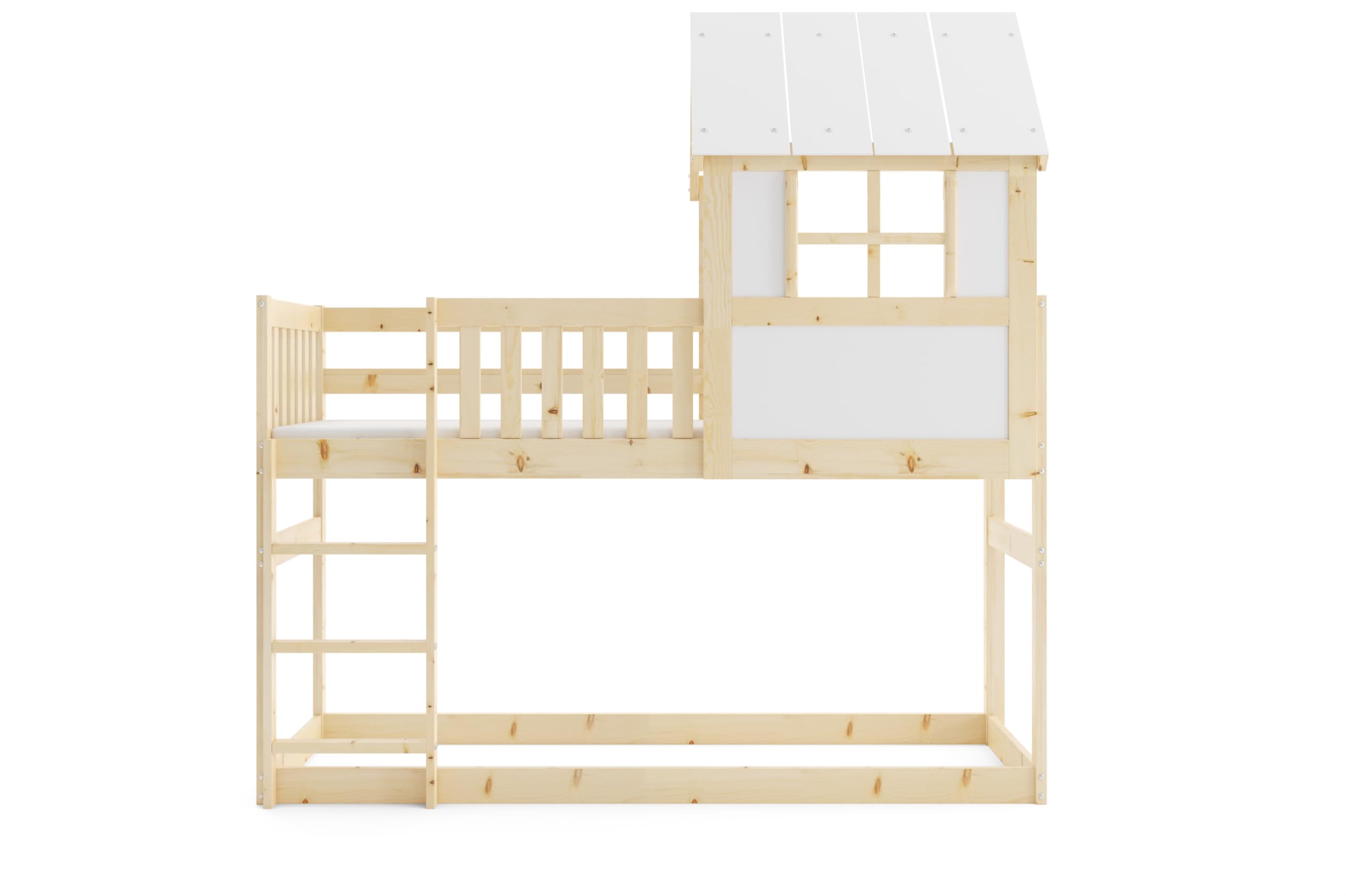 Interbeds Hochbett 90x200 cm mit Rutsche und Treppen Etagenbett Stockbett Holzbett Kinderbett mit Lattenrost Spielbett für Kinder Jugendbett aus Massivholz mit Sicherheitsgeländer (Mit Rutsche)