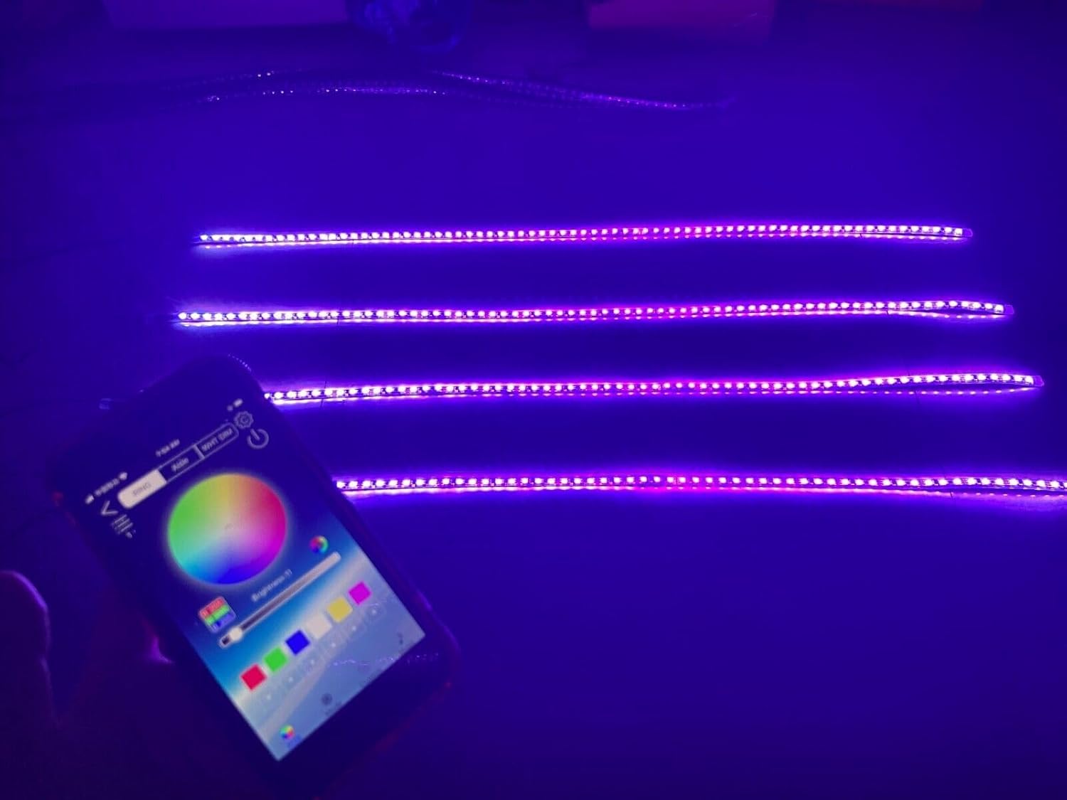 4PCS 4FT (1.2M) RGB Dream Color Chasing LED Light Strips, Bluetooth + Remote | for Polaris Slingshot Hood, Underglow, Grille, Fender, Wheel | Lights for Slingshot