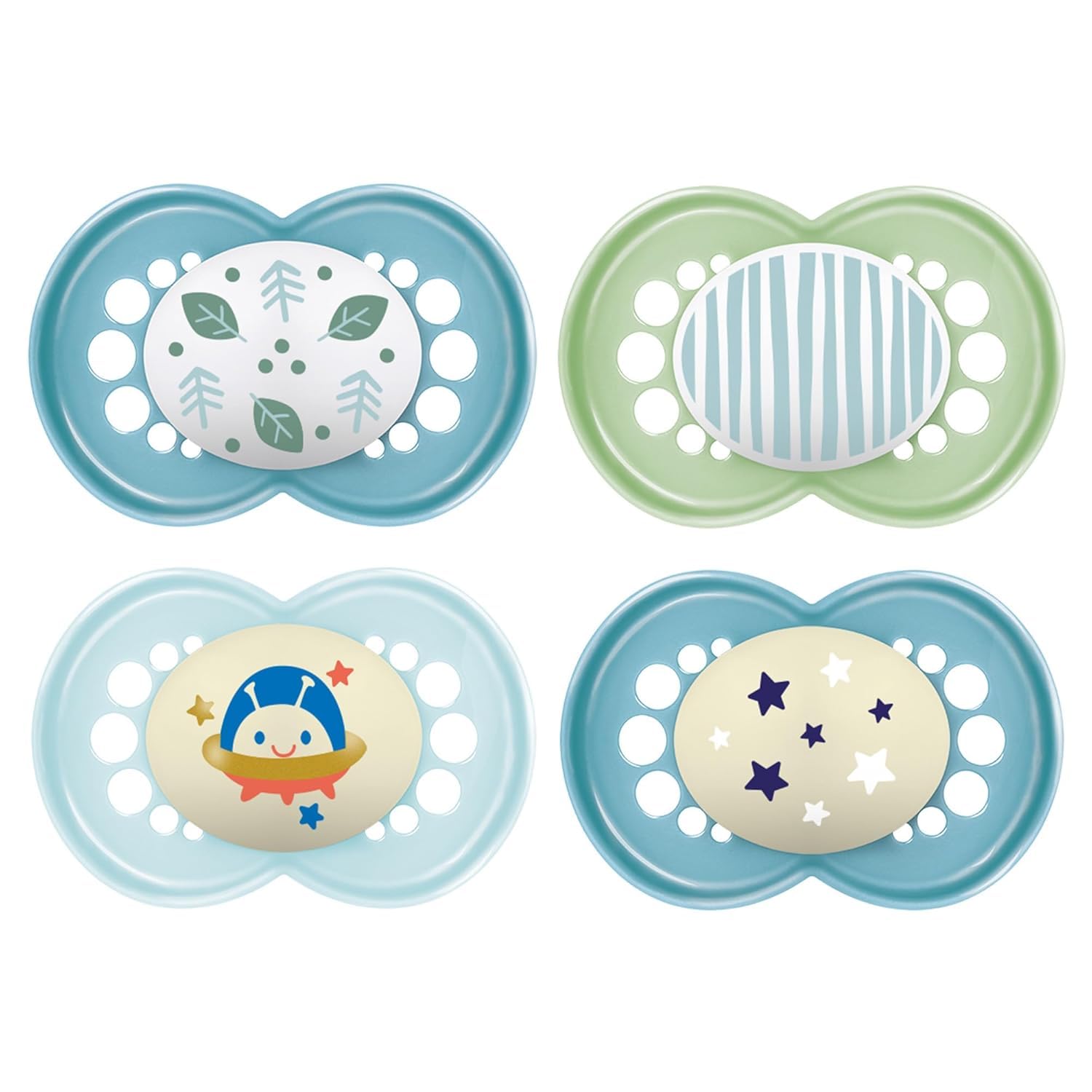 MAM Original Baby Pacifiers 16+ Months, Binky for Newborn Babies, BPA-Free Skin Soft Silicone Nipple, Glows in The Dark, Developed with Medical Experts, 4 Count, Sterilizer Case, Made in Europe