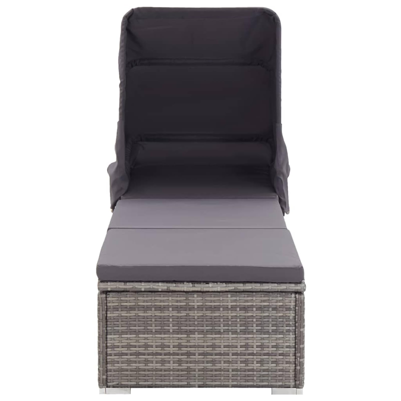 Gecheer Tumbona de Ratan Sintético con Cojín Acolchado y Toldo Plegable - Resistente a la Intemperie y Fácil de Limpiar Modelo LYKXPDGRX-46248ES