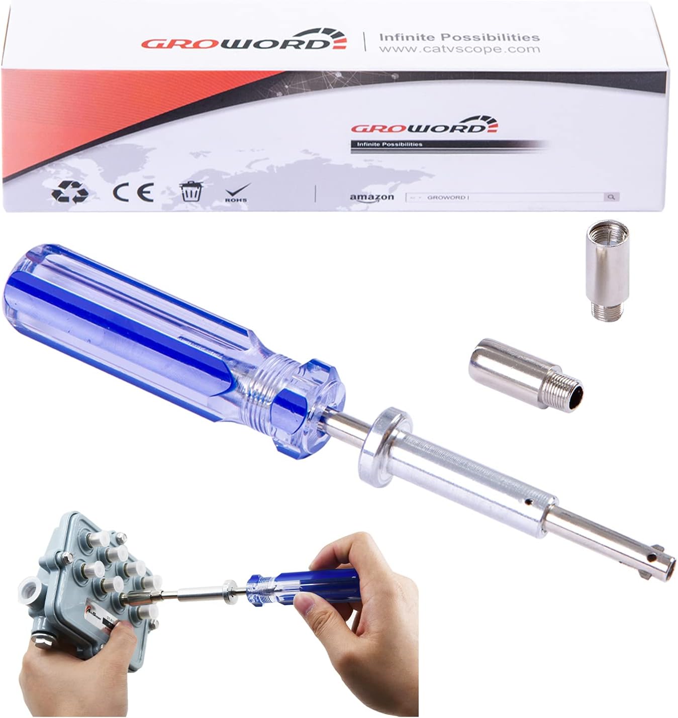 7 Inch Terminator TV Tool - LTT-7 GTT-7 CATV Cable Locking Terminator - Coax/Coaxial Cable Bump Key - Blue