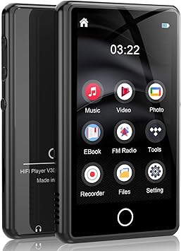 Mp3 Player for Kids, 80GB Bluetooth MP3 Player, Digital Music Player Portable HiFi Sound Full Video Format, MP3 & MP4 Players with Speaker, FM Radio, Voice Recorder, Shuffle Repeat, Up to 256GB, Black