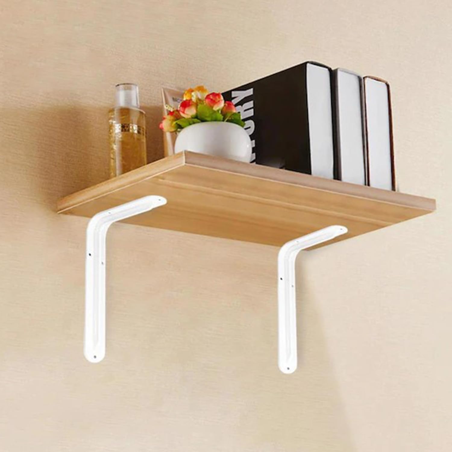 Badem10 Raf Altı Raf Tutucu Ayak Ferforje Beyaz Klas 21.5 x 15.5 cm 2 ADET (No:2)