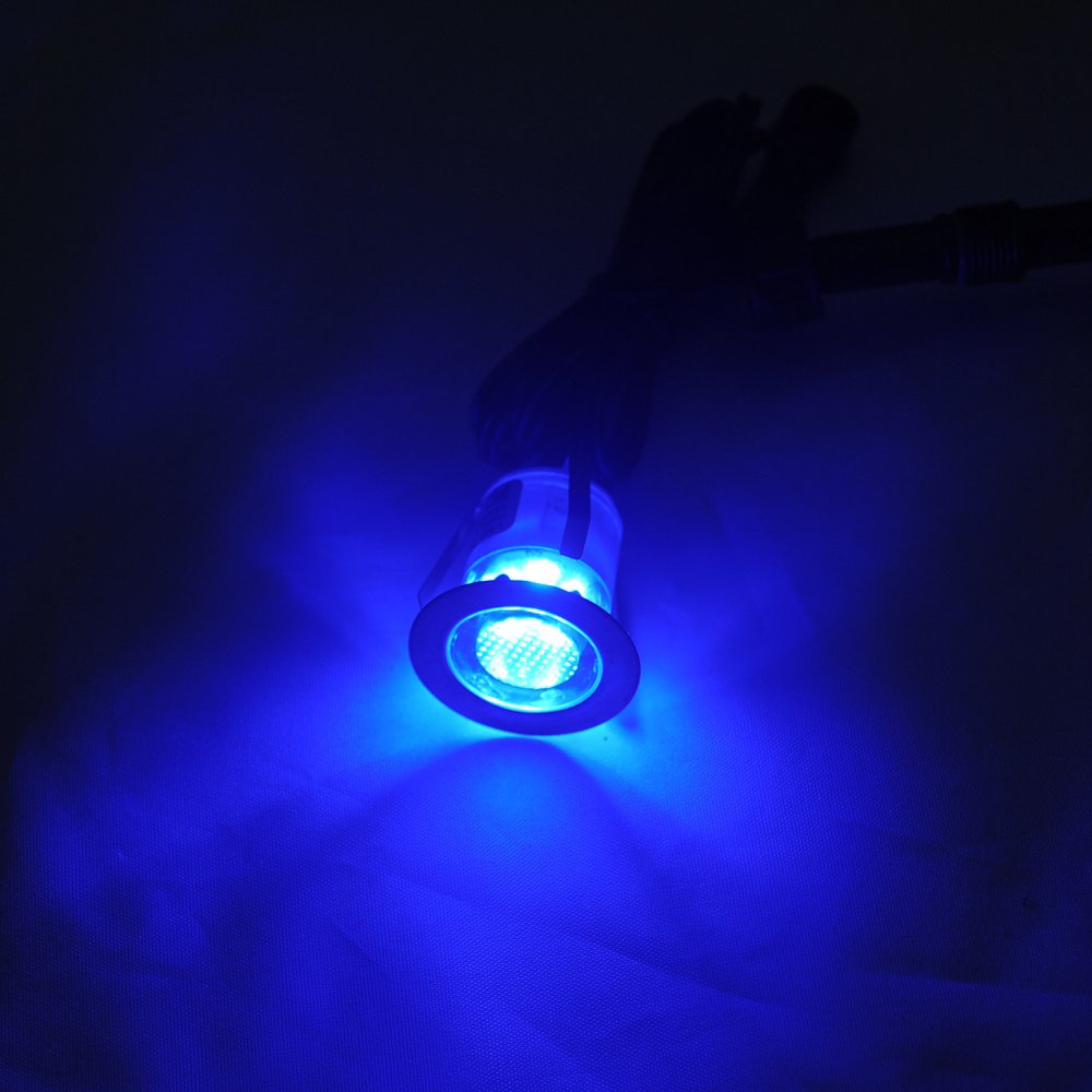 Lot de 6 Lampe de Spot LED Mini Ø18mm Inox IP67 Etanche DC12V Extérieure pour Chemin Escalier Paysage (Bleu)