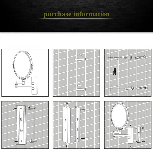 Miniatura 7 de Yu Ru Espejo de pared para baño, espejo de maquillaje montado en la pared, espejo de tocador de baño de doble cara de 8 pulgadas con aumento, brazo