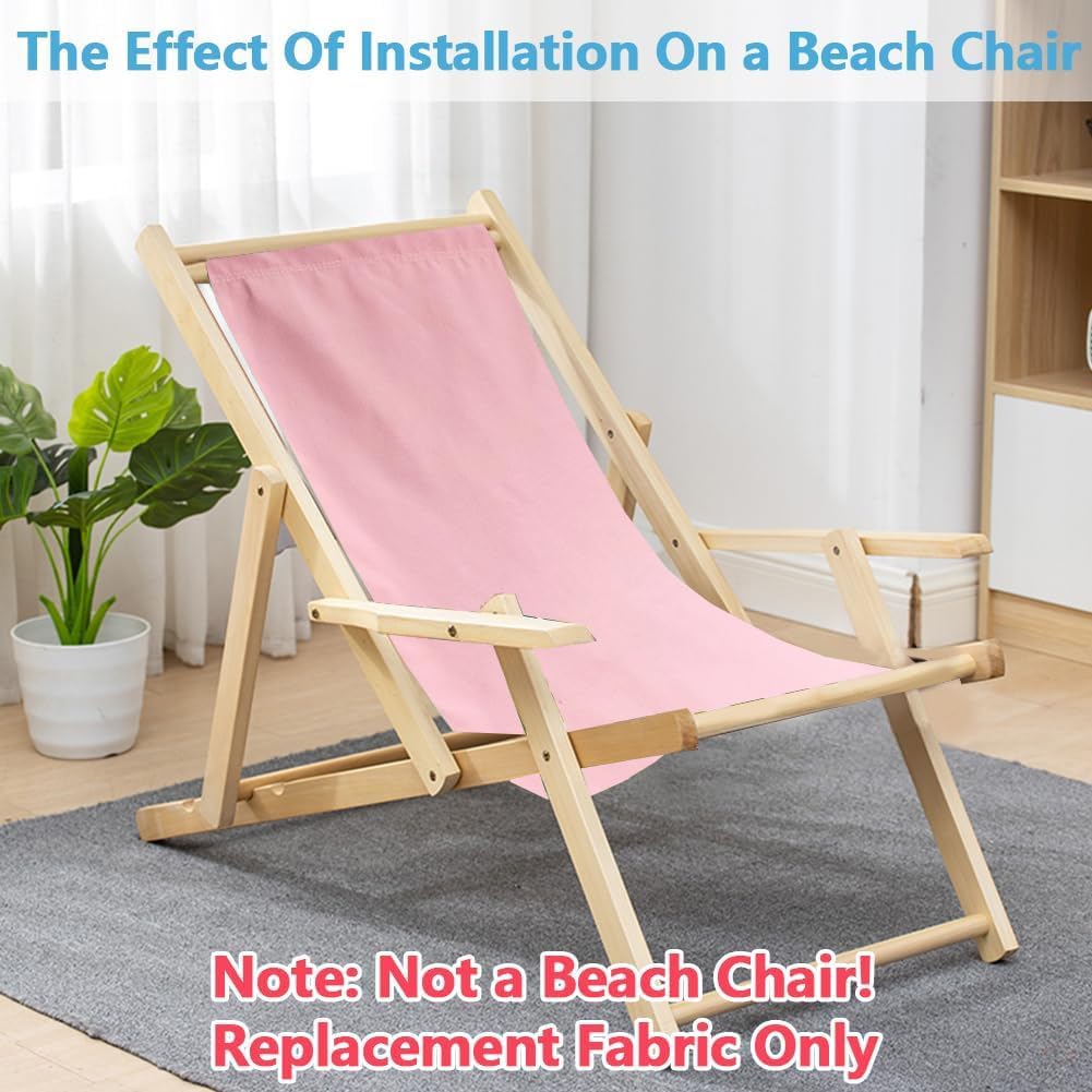 GORGECRAFT 120X43cm Beach Sling Chair Replacement Canvas Outdoor Lounge Chairs Covers Replacements Pink Portable Reclining Sling Chair Fabric for Sunbathing Garden Courtyard Relaxation - Image 3