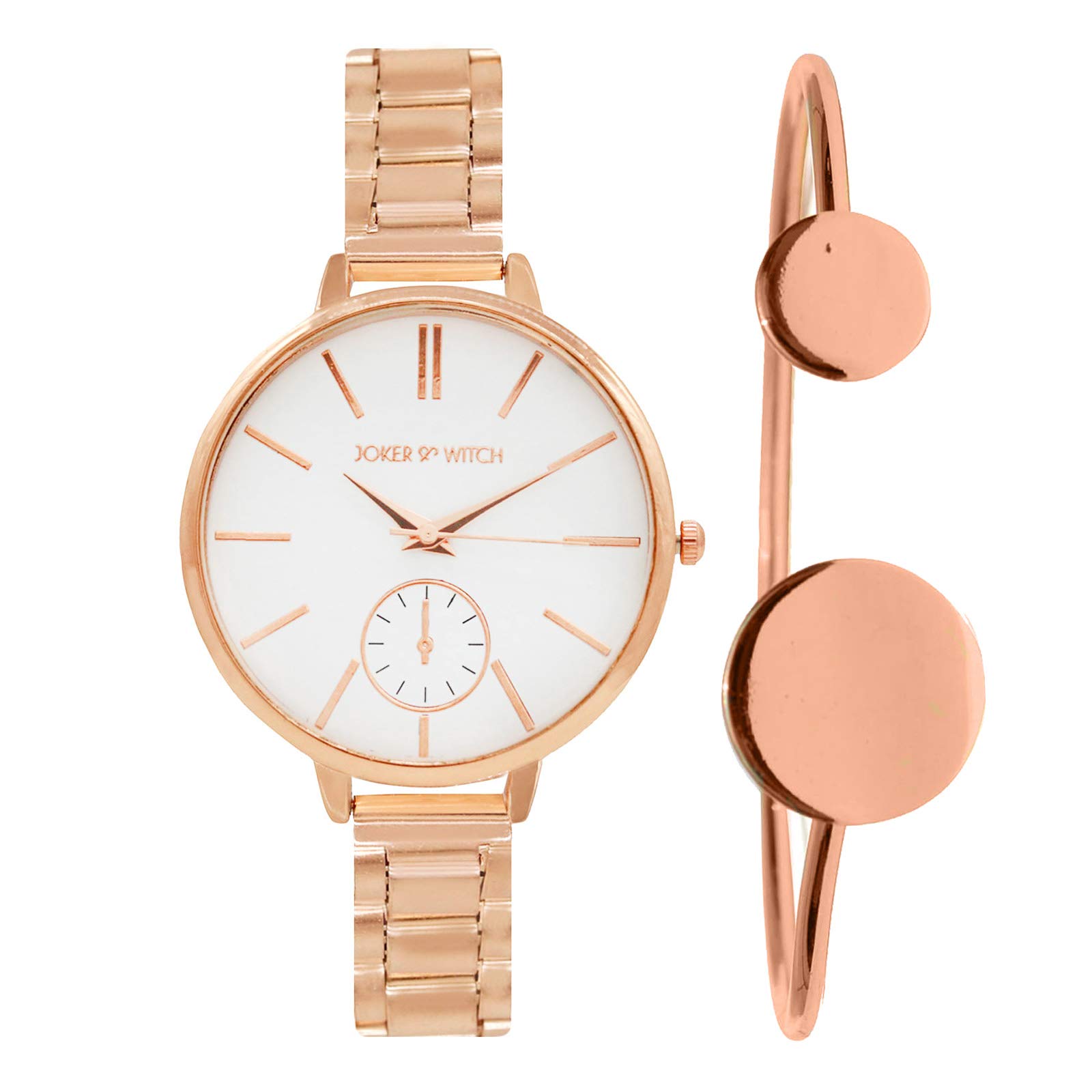 Joker & Witch Stainless Steel Mist Rosegold Analog Watch Bracelet Gift Set For Women, Dial Color-White, Band Color-Rose Gold (B08B3P36FY) Amazon Price History, Amazon Price Tracker