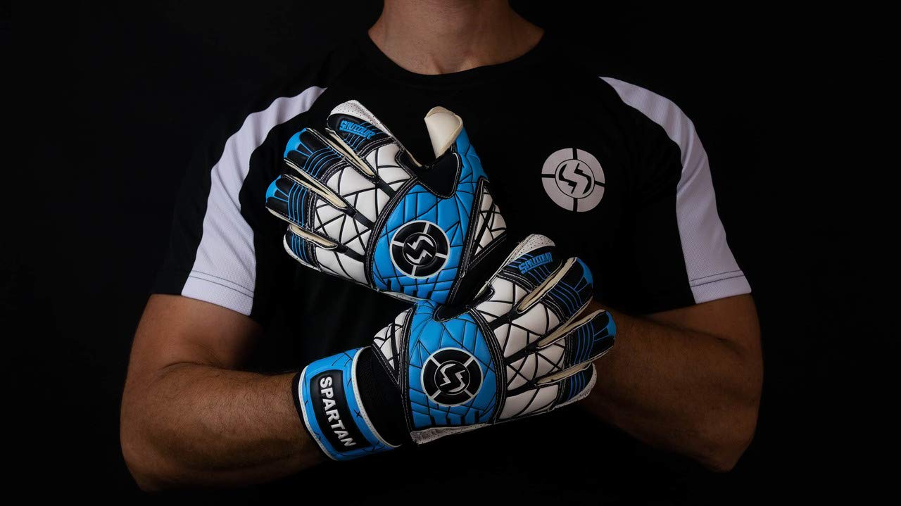 SAVIOUR Gants de gardien de but de football pour enfants, hommes et femmes – Super protection avec forte adhérence pour l'entraînement et les matchs, intérieur et extérieur, bleu, 9