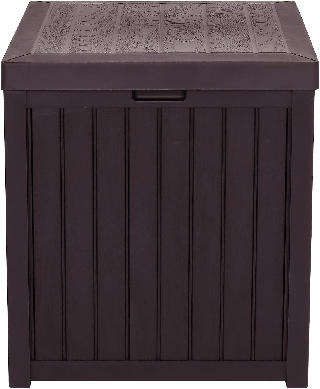 51Gallon Small Deck Box,Waterproof Plastic Lockable Indoor/Outdoor Storage Container and Seat for Patio Cushions and Gardening Tools,Store Items on Patio, Garage, Yard (Brown)