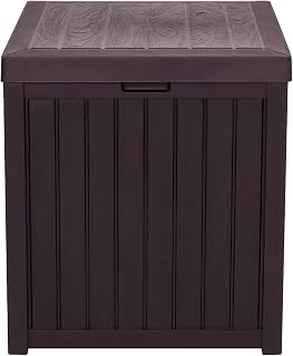 51gal 195L Outdoor Garden Plastic Storage Deck Box Lockable Seat Waterproof Outdoor Patio Garden Furniture for Indoor, Outdoor, Garden, Courtyard (Brown)