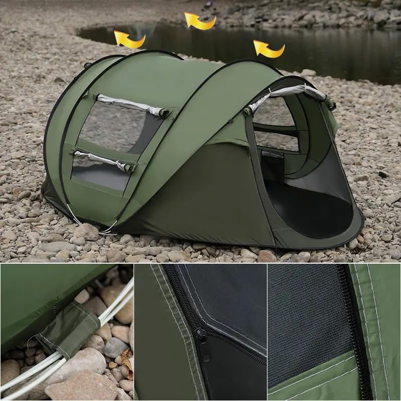 Camping Zelt, Pop Up Zelt 4-5 Personen, Automatisches Aufstellzelt in 3 Sekunden, Wurfzelte Wasserdicht Sonnenschutz, Familie Zelt, Tragbares Leichtes Kuppelzelt für Outdoor Camping