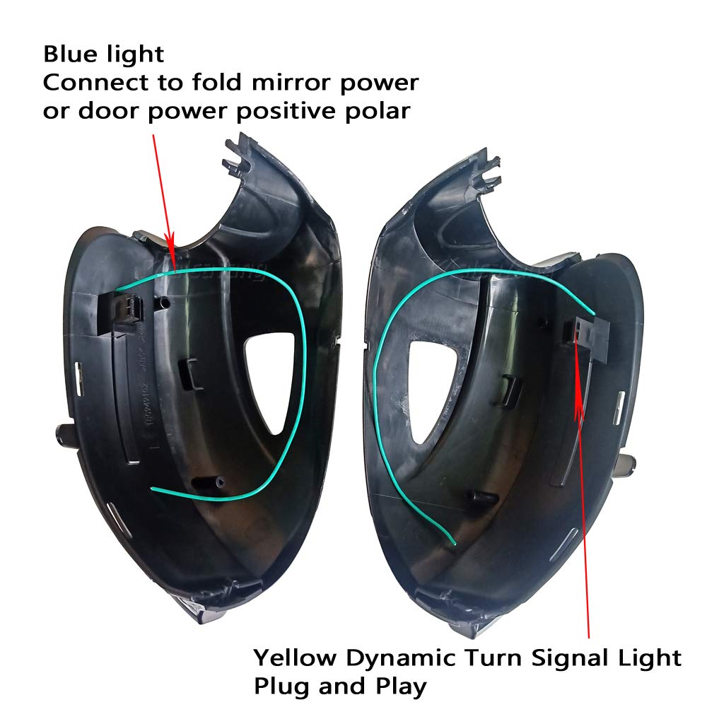 Dynamiczne wsteczne lusterko wsteczne Led żółte i niebieskie światło do VW Golf 6 (3/2011-) dla VW Touran 1T (5/2009-5/2010) dla VW Touran 1T3 (5/2010-5/2015)
