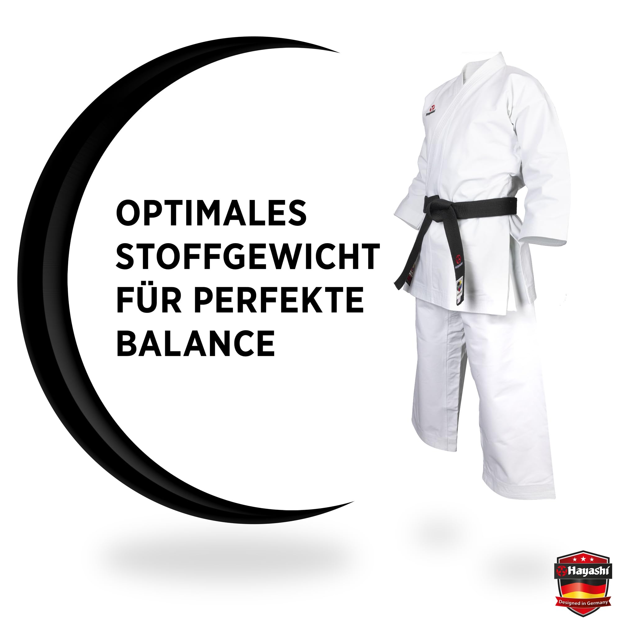 Hayashi Karate-Gi Katamori – Profi Karateanzug Damen Herren Kinder – WKF Approved Kata Gi – Schwerer 13 oz Anzug aus 100% Baumwolle – Weißer Karategi mit Snap-Effekt – Ideal für Wettkampf & Training