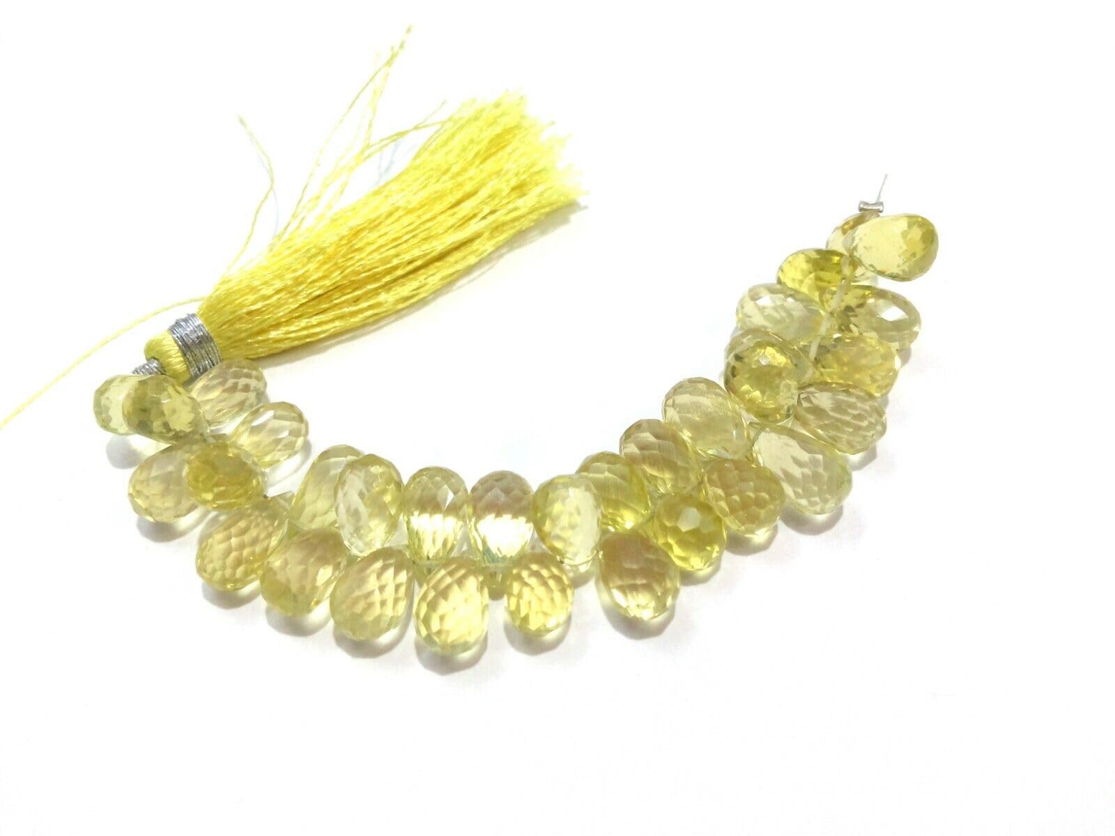 Perles en quartz citron véritable facettées 5x7-6x9mm pour création de bijoux