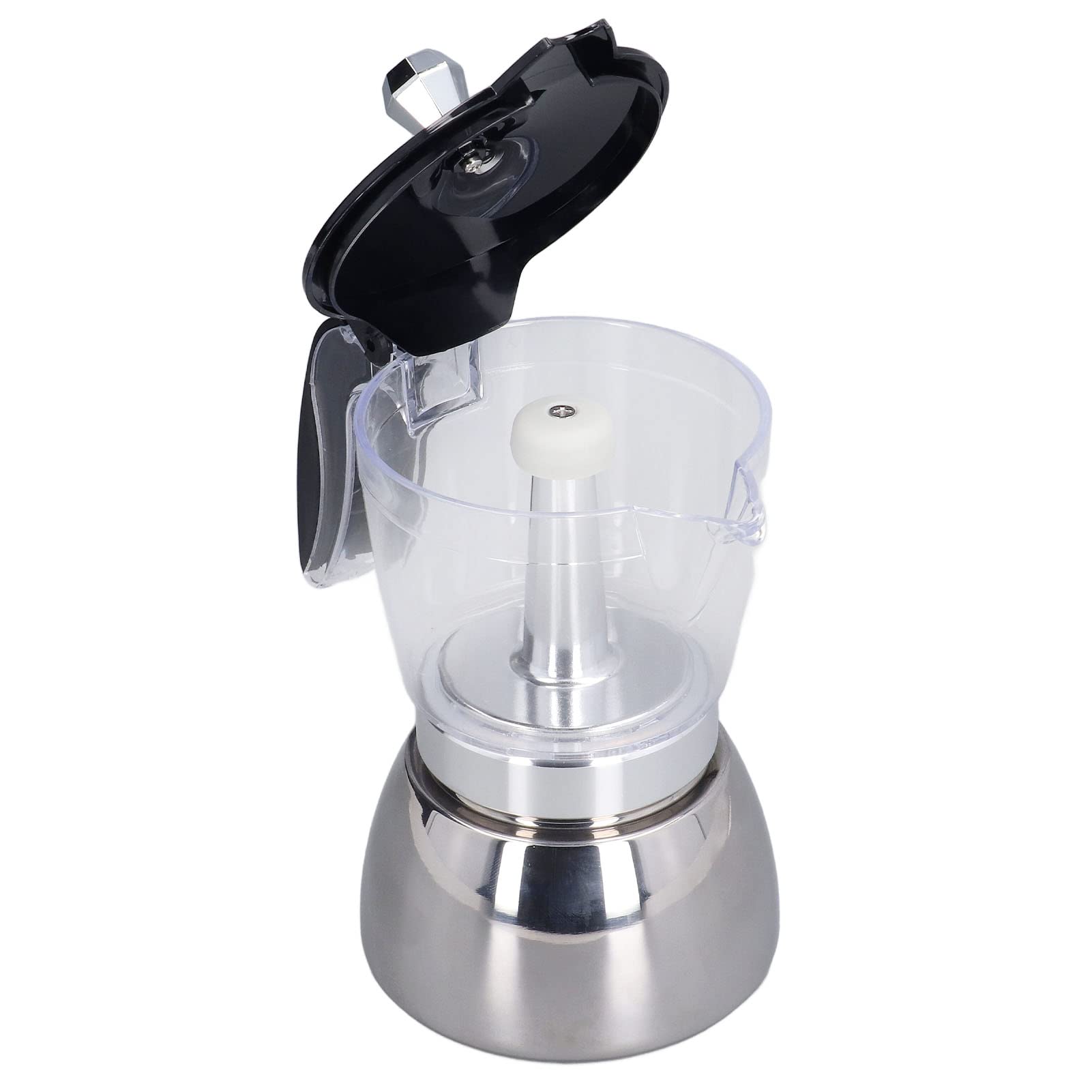 Cuisinière 6 Tasses Pot Clair ABS Dessus en Acier Inoxydable Cafetière Maison, Cafetière Italienne Cuisinière et Induction