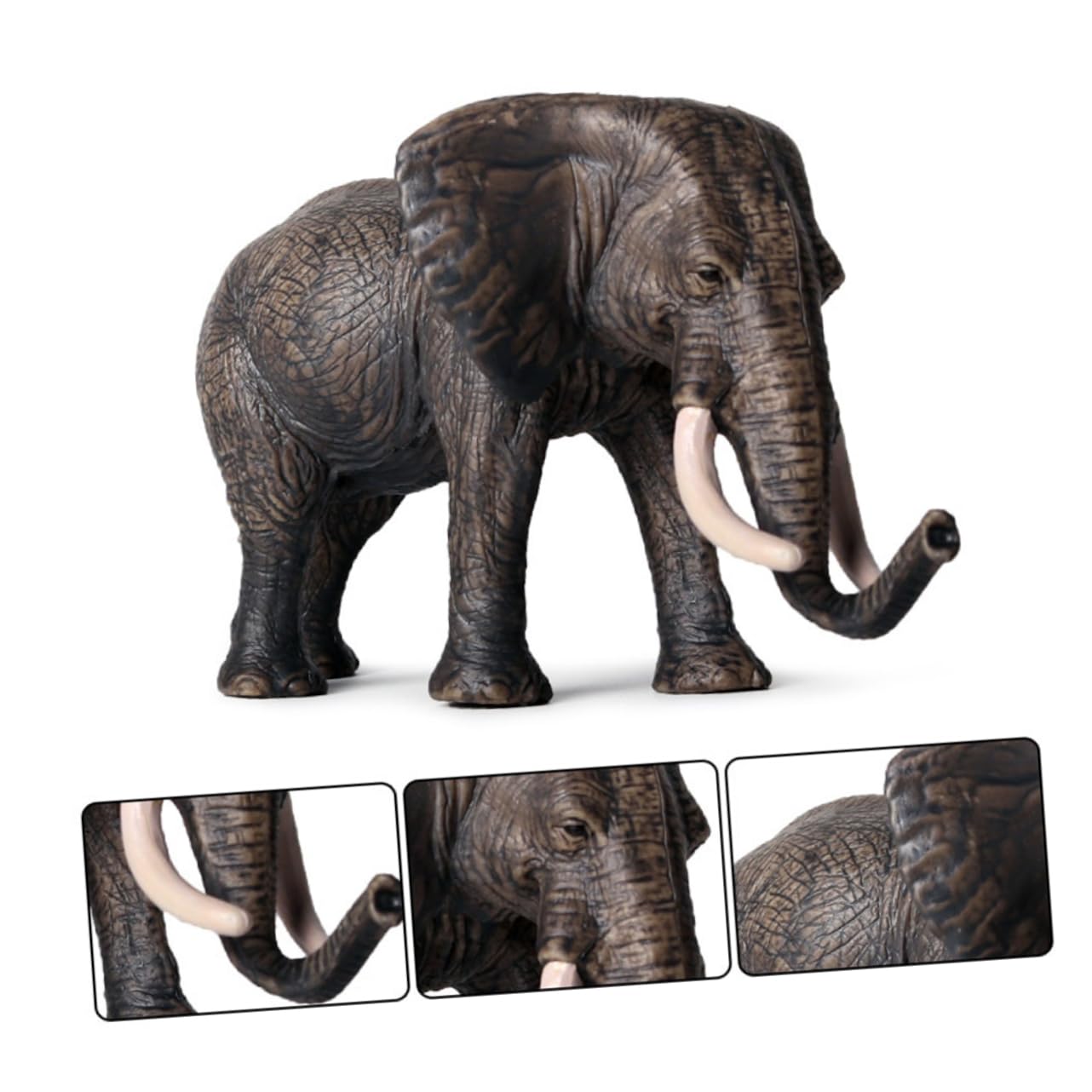 ibasenice Modelo de Elefante Familiar Negro, Juego de 4 Piezas PVC | Figura Animal de Simulación, Diseño Creativo y Realista, para Gabinete u Oficina, Colección Infantil