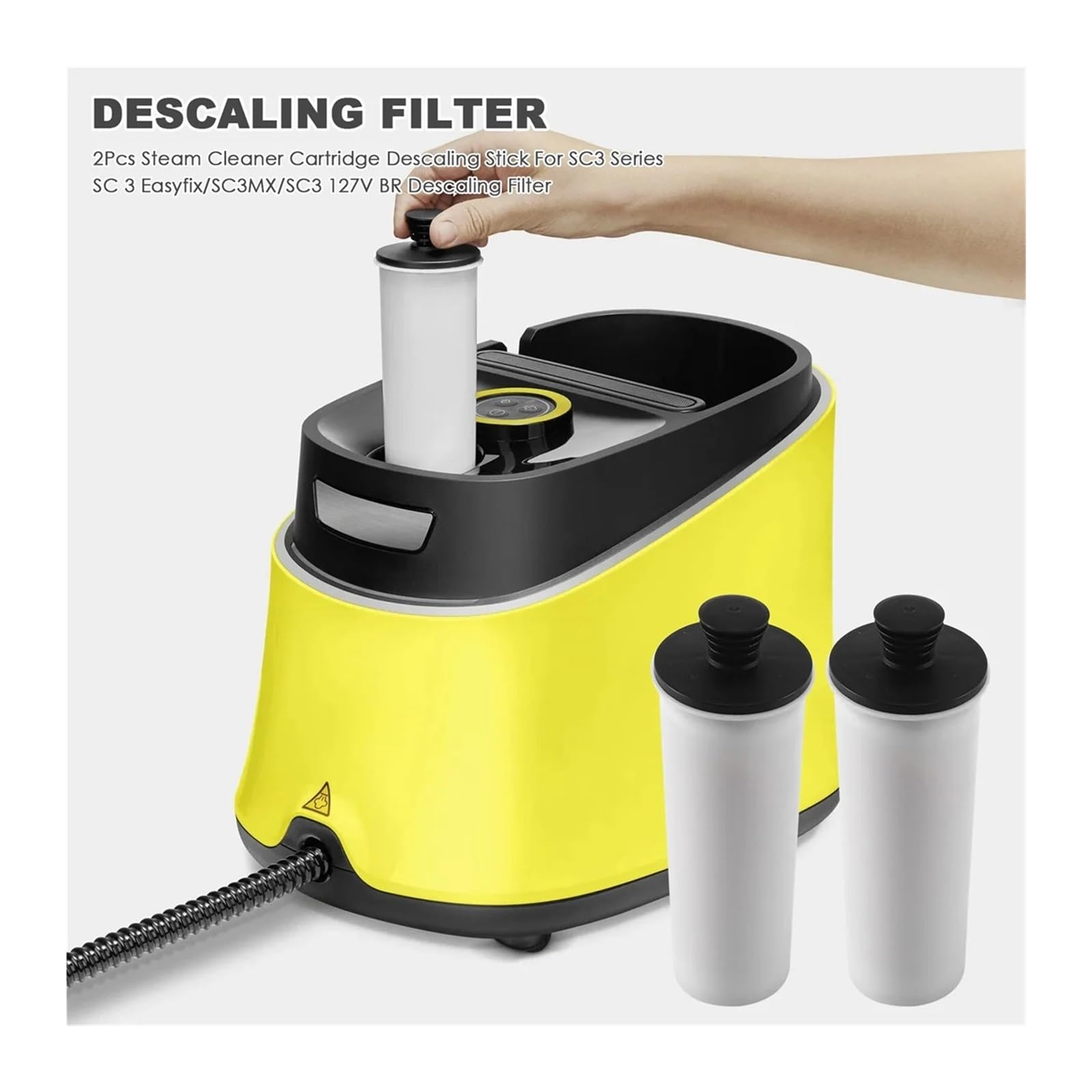 2 Stück Dampfreiniger-Kartuschen-Entkalkungsstift – kompatibel mit Karcher SC3-Serie (SC 3 Easyfix/SC3MX/SC3 127 V BR, Entkalkungsfilter)