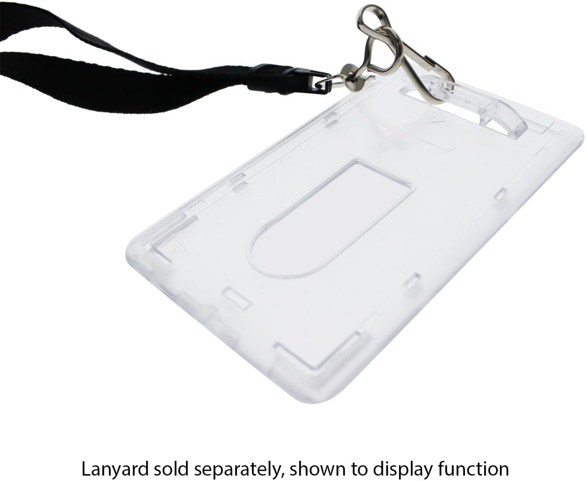 Bulk 50 Pack - Slim Heavy Duty Badge Holders - Hard Plastic Frosted Polycarbonate (Holds 1 Card) Rigid Top Load Single Card Case - Vertical Easy Access Thumb Slide & ID Protection by Specialist ID