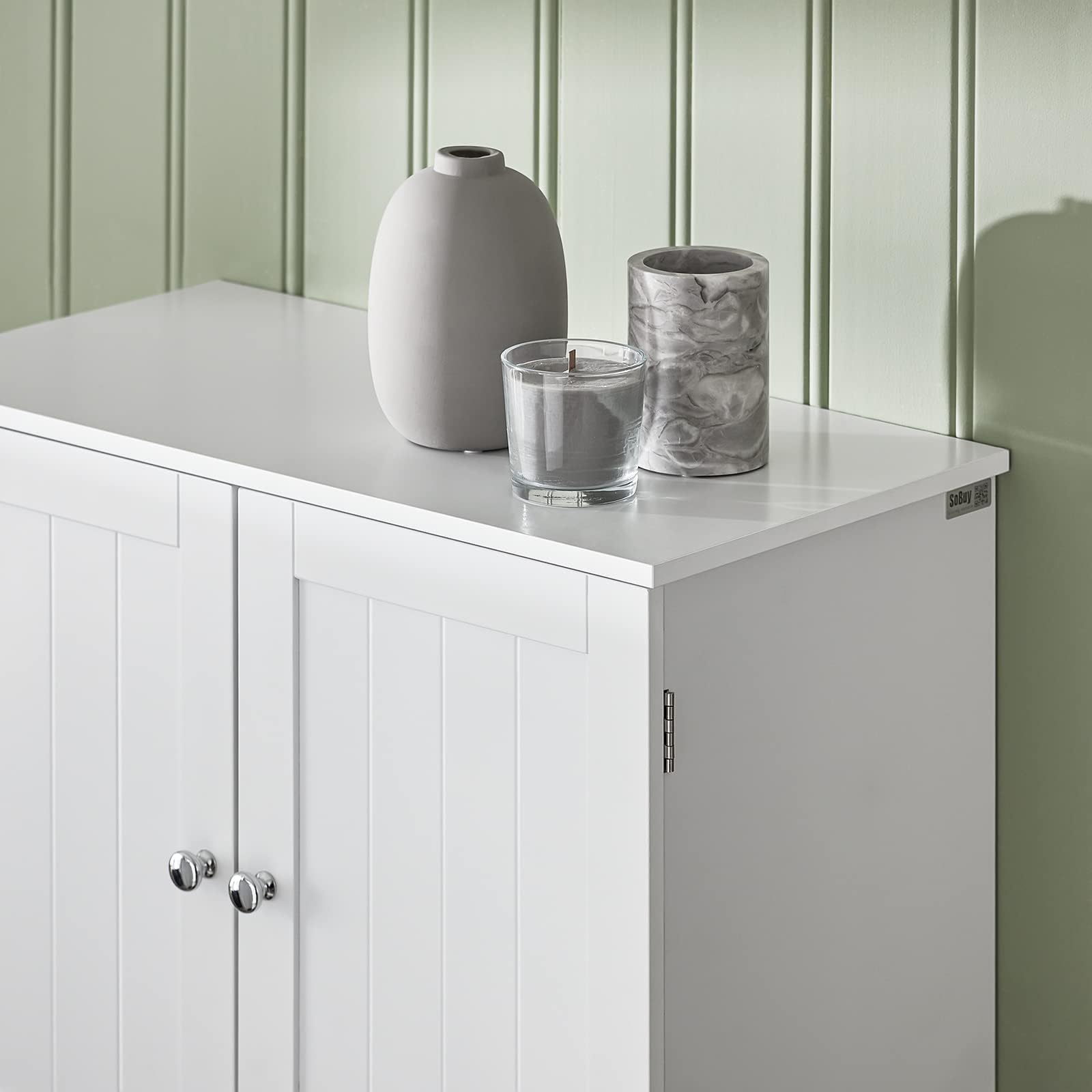SoBuy Pensile Bagno Mobile Bagno Sospeso con Mensola, Design Salvaspazio, Regali Regolabili, 60x30x60 cm, per Bagni Piccoli e Cucine BZR84-W
