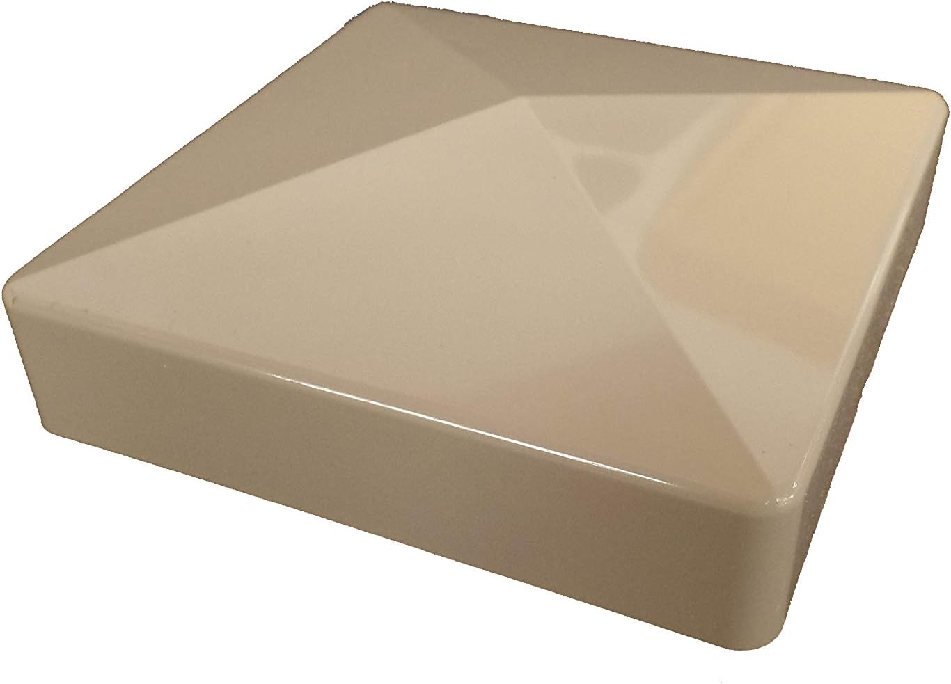 Vinyl/PVC 5" x 5" External Pyramid Post Cap (Long Lip) (Adobe)
