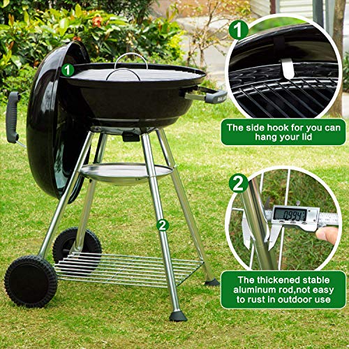 BEAU-JARDIN-Premium-18-Inch-Charcoal-Grill-for-Outdoor-Cooking-Barbecue-Camping-BBQ-Coal-Kettle-Grill-Tailgating-Portable-Heavy-Duty-Round-with-Thickened-Grilling-Bowl-with-Wheels-BG231