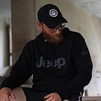 Vista 3 de Jeep - Sudadera con capucha y texto para hombre, con bolsillo frontal, color negro, Negro