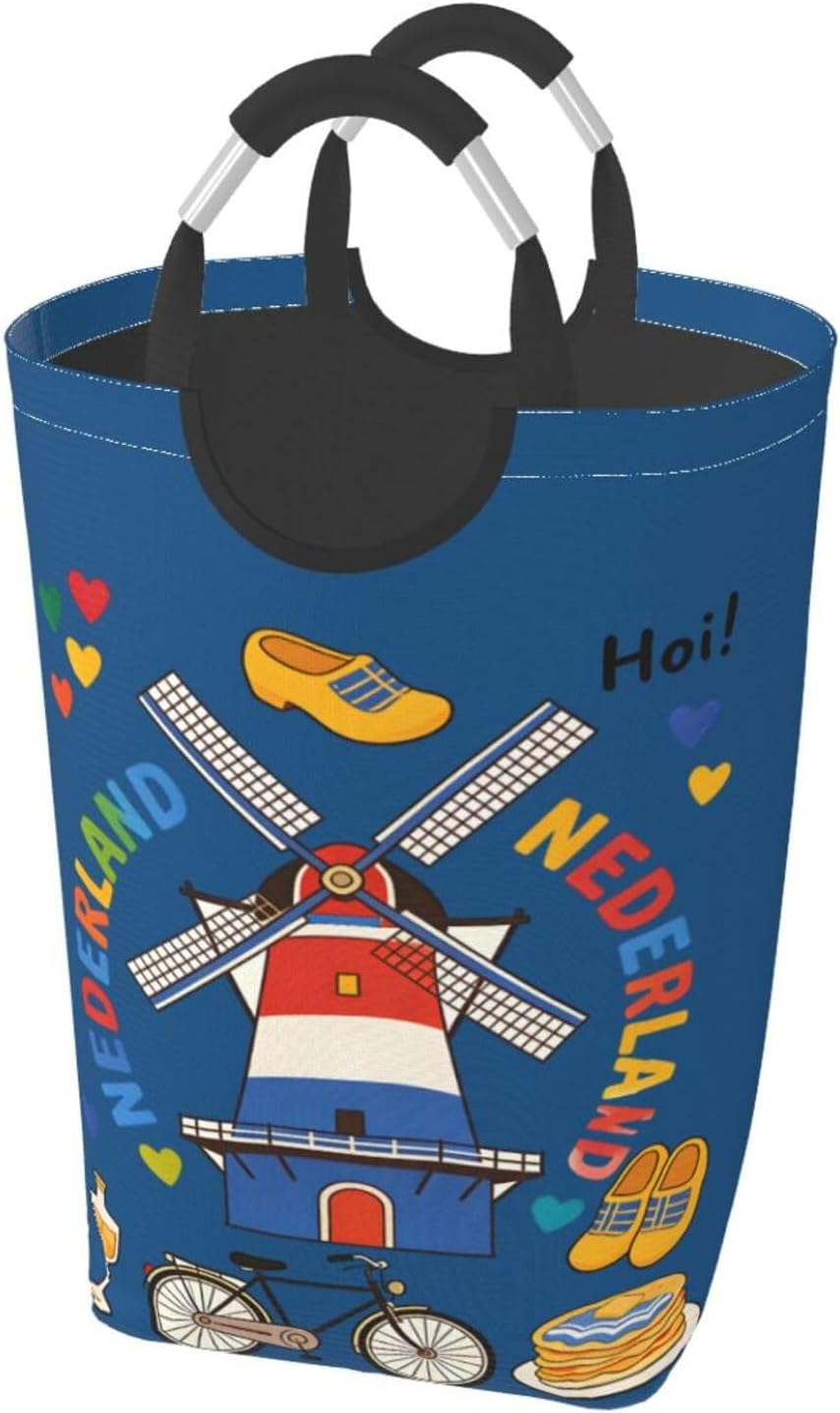 Foldable Square Laundry Storage Bag 50l - Waterproof Oxford Cloth, Pe Base, Aluminum Handles, All-Over Print Hoi Nederland