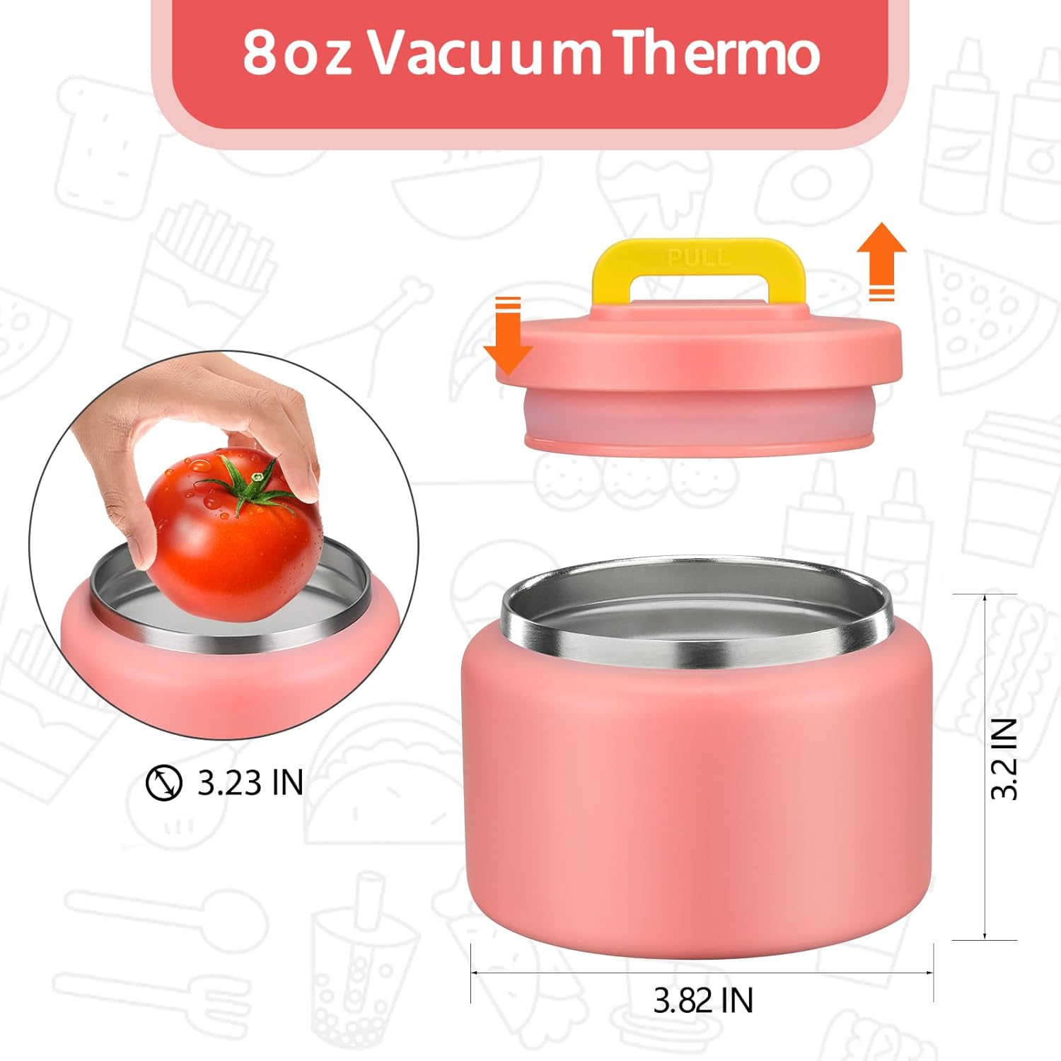 MAISON HUIS 8oz Soup Thermo Wide Mouth Vacuum Insulated Thermo Food Jar, Leak Proof Stainless Steel Thermo for Hot&Cold Food Kids Food Lunch Soup Container for School Travel (Pink) - Image 6