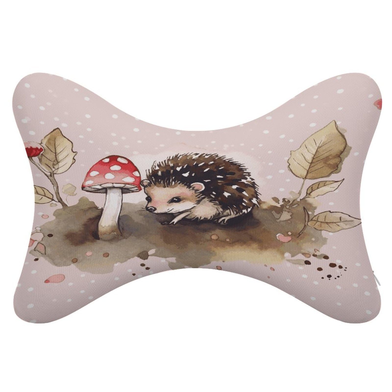 JTREHY 2 Pack Hedgehog Watercolor Painting Car Headrest Pillow Memory Foam Car Neck Pillows Soft Comfortable Vehicle Neck Pillows Non-Slip Headrest Cushion Universal Car Pillow for Neck Pain Relief