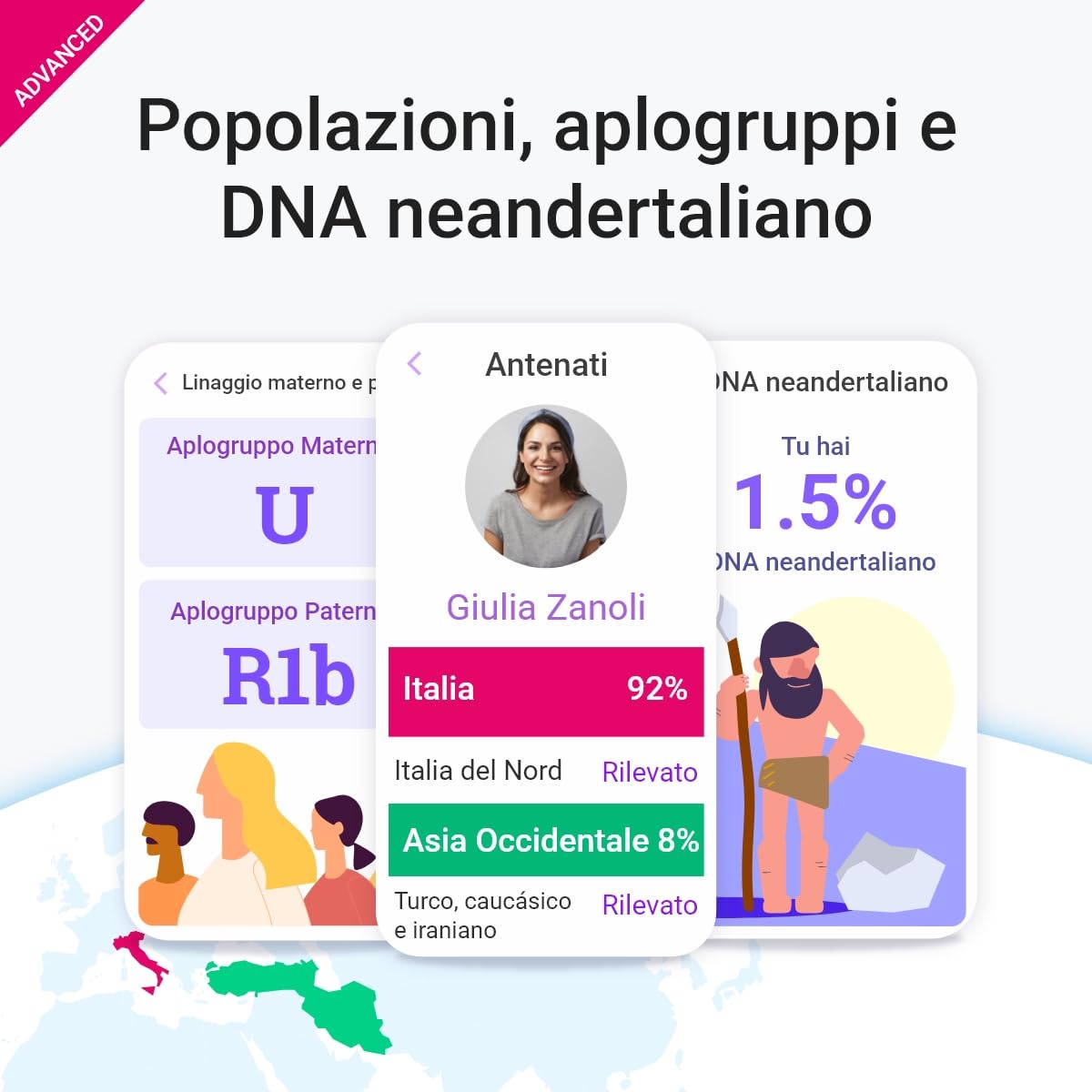 tellmeGen analisi genetiche Advanced (Salute + Antenati + Tratti + Wellness) 400 report aggiornati