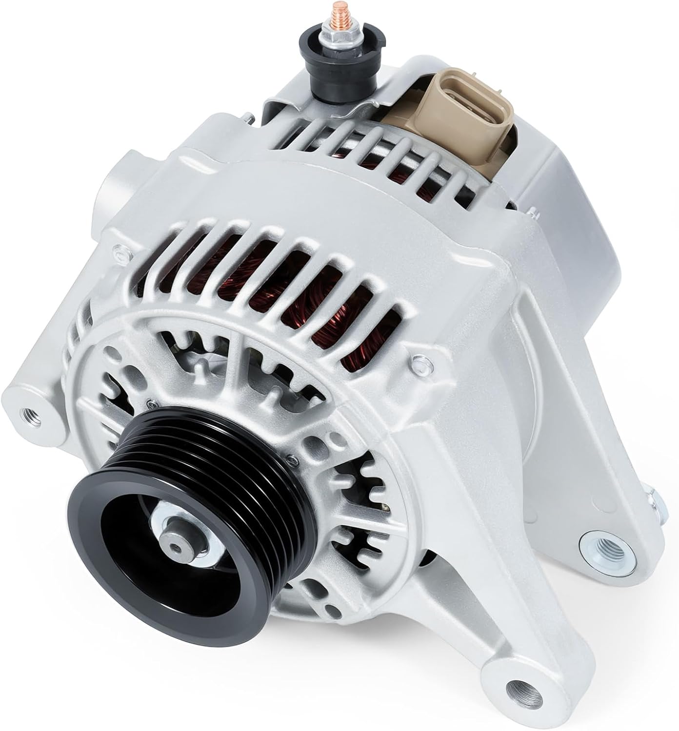 Alternator Fit for Pontiac Vibe 2003-2008, Toyota Corolla 2003-2008/Celica 2000-2005/Matrix 2003-2008/MR2 Spyder 2000-2005, 1.8L #Replace 1022111900 13878 12V 80A 6-Groove Pulley Alternator