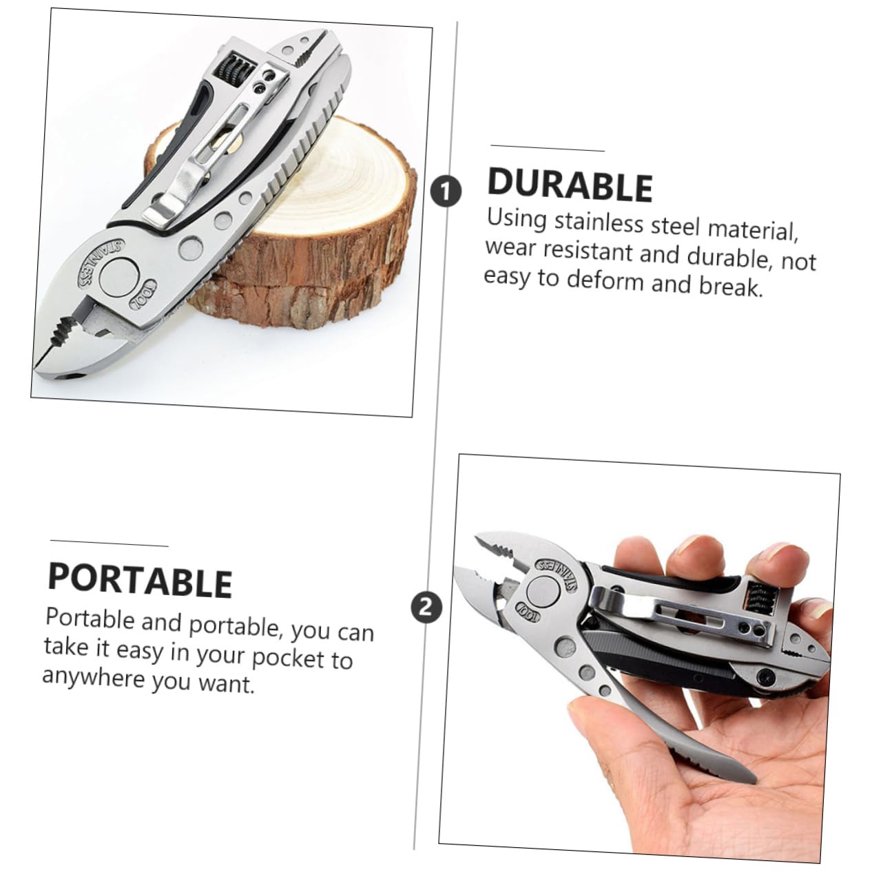 UPKOCH Pince Multifonction Outil Multi-Usages en Acier Inoxydable Portable 2 Pièces Compact et Résistant pour Pêche et Chasse pour Activités de Plein Air