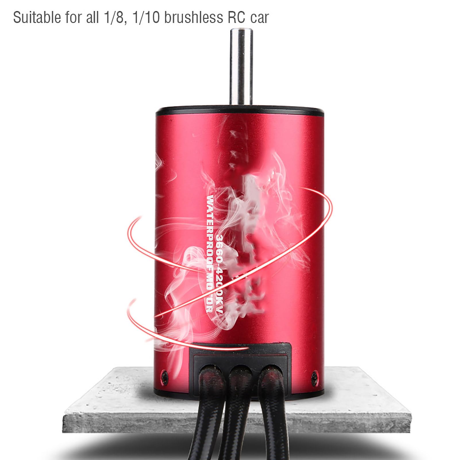 Motor sin Escobillas de 4 y 12 Ranuras de Alto par para Coche RC 1/10 1/8, Disipador Térmico de Aluminio CNC Motor Eléctrico Resistente Al Calor de 180-200 °C para Aficionados Negro (4200KV)