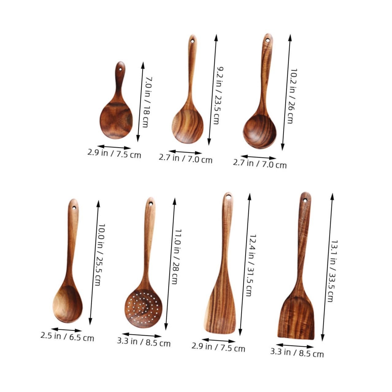 Alipis Utensili Cucina in Legno di Acacia con Cucchiai e Mestoli Manico lungo Superficie Liscia e Ergonomica per Uso Professionale e Casalingo per Cucinare senza Graffi su Pentole