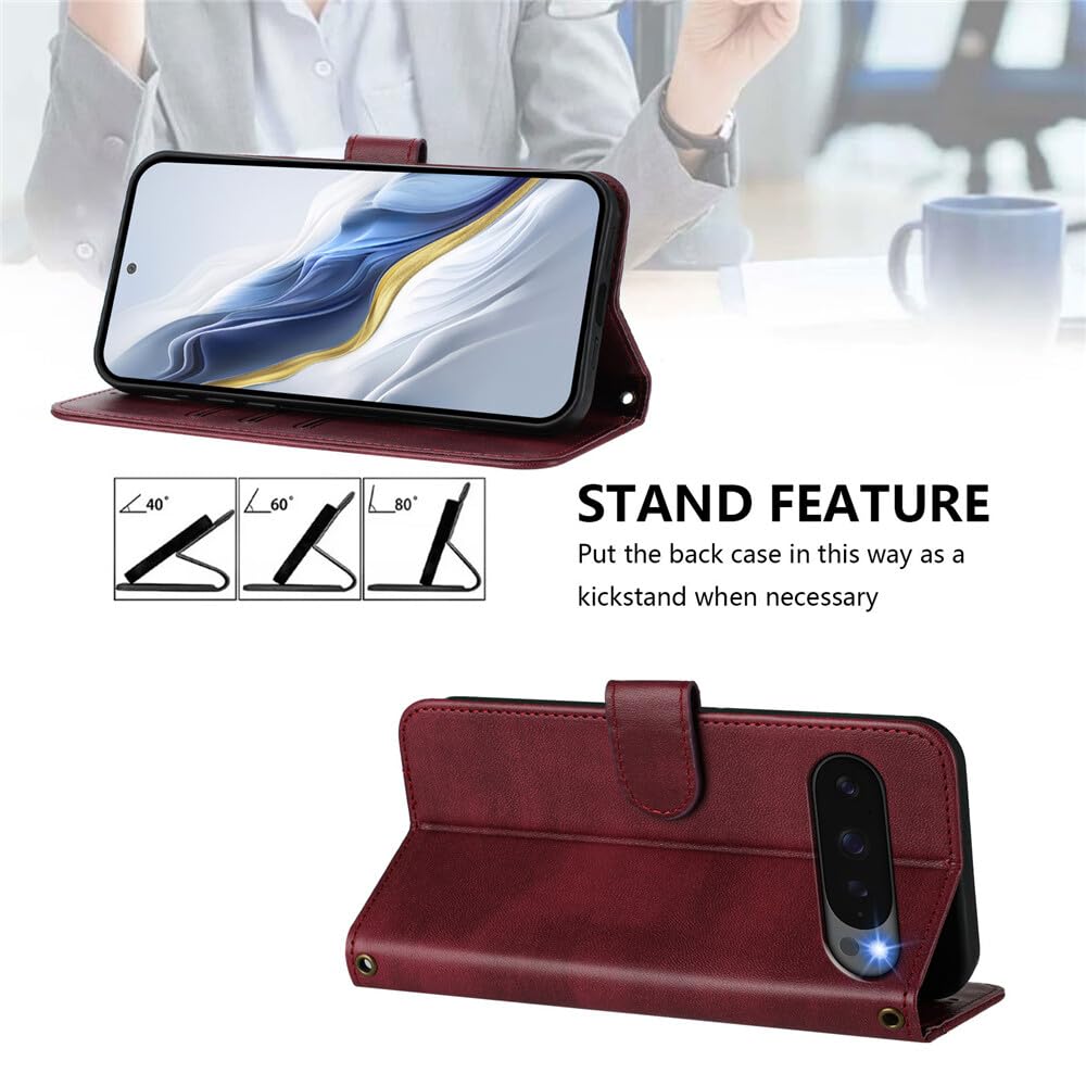 Generic Étui compatible avec Google Pixel 5 XL/Pixel 4A 5G (couleur : violet) étui portefeuille en cuir à motif de ligne antichoc