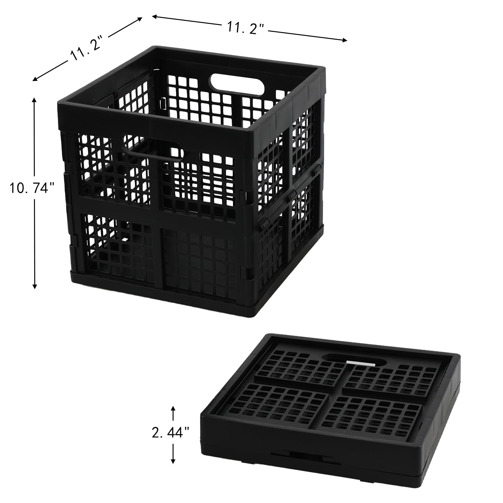 Caja de leche de plástico apilable negra, cajas plegables de plástico de 18 L, paquete de 3