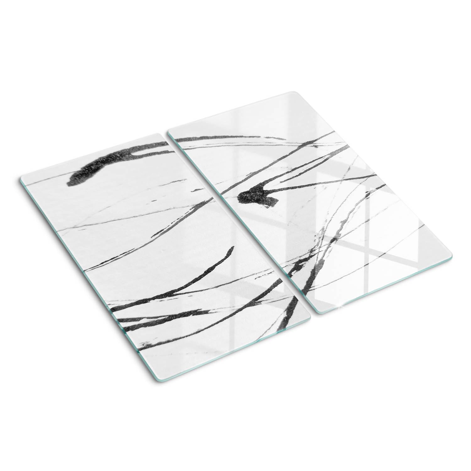 Planche en verre avec bords polis et impression artistique de plumes