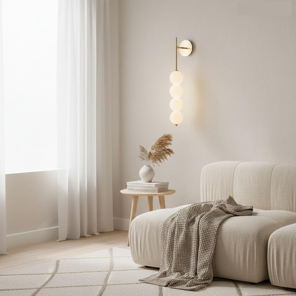Gourd Wall Sconce,LED Bubble Wall Lamp,Creative 4-Light Wall Fixture,Luxury Interior Ambient Light for Bedroom Bedside Living Room Sofa Background Hallway Nordic Aesthetic Parlor(Gold,Large)