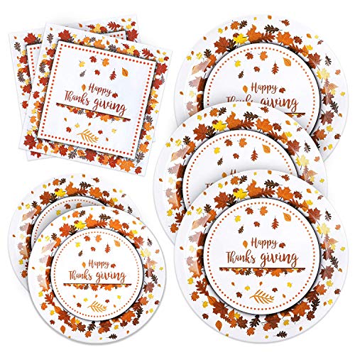 Aneco - Juego de vajilla desechable para fiestas de acción de gracias (24 personas)
