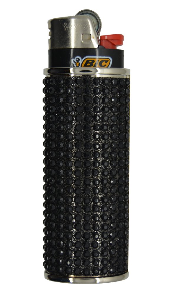 Cigarette LighterBlack Rhinstone Case for BiC Lighters Includes Authentic BiC Lighter