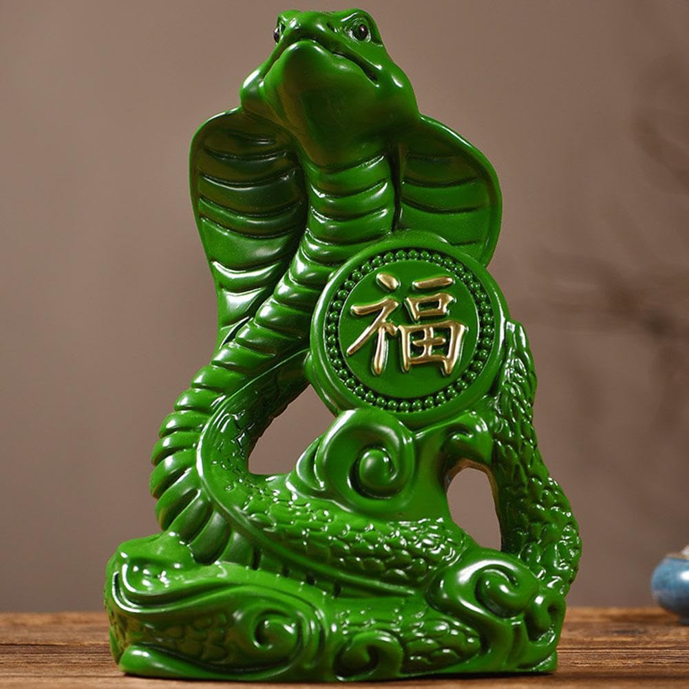 Estatua de serpiente pequeña de madera Feng Shui, adorno de escultura de animales, figuras chinas de serpiente Feng Shui, adorno coleccionable de serpiente para la suerte, éxito, riqueza, decoración